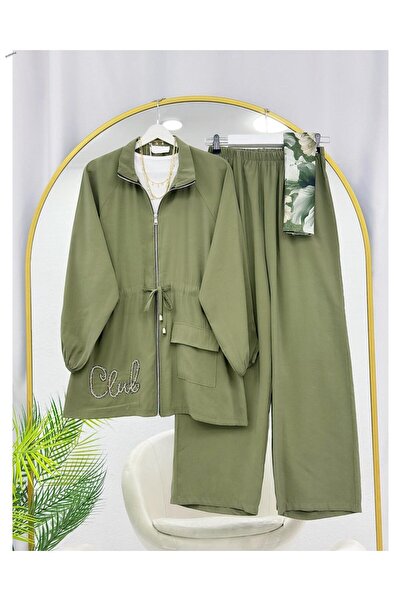 YEDİLALE Embroidered Waist-Tie Tunic and Pants Double Set [Excluding Shawl]
