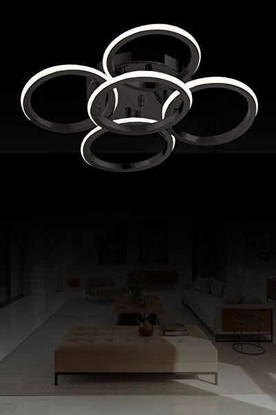 RONİSU AYDINLATMA Orwin Lüks Modern 5 Halkalı Tavana Sıfır 50 cm Led Plafonye...