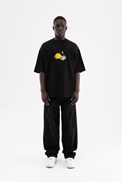 Machinist Ανδρικό μπλουζάκι με κέντημα μπάλας μπιλιάρδου, μεγάλο μέγεθος, μαύρο