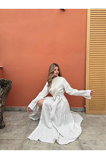 Cardella Μακρύ φόρεμα Gofre με δαντέλα Aloha – Ελαφρύ καλοκαιρινό φόρεμα