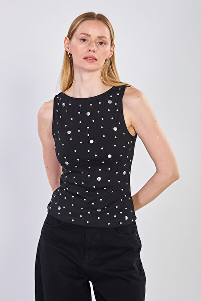 BARRELS AND OIL Γυναικείο Αμάνικο Κορμάκι με Καρφιά - Μαύρο