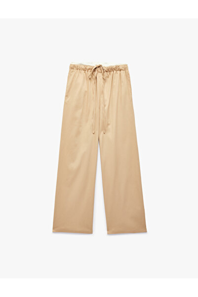 Koton Comfortable Fit Wide-Legged Pants with Pockets and Tie-Waist