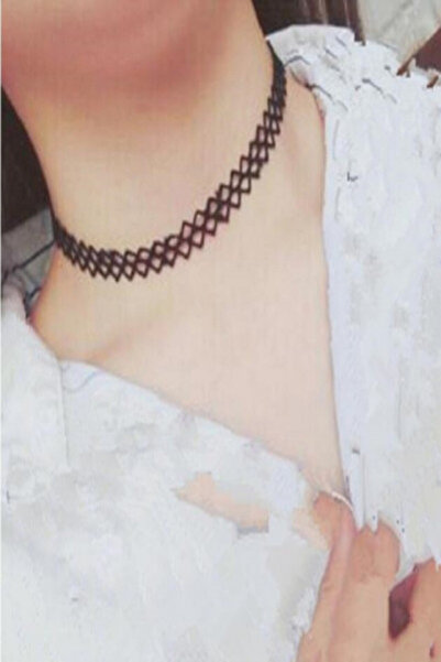 NO BRAND Choker de modă din plasă neagră