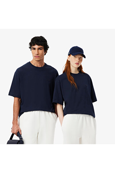 Lacoste Unisex Loose Fit Bisiklet Yaka Lacivert T-Shirt