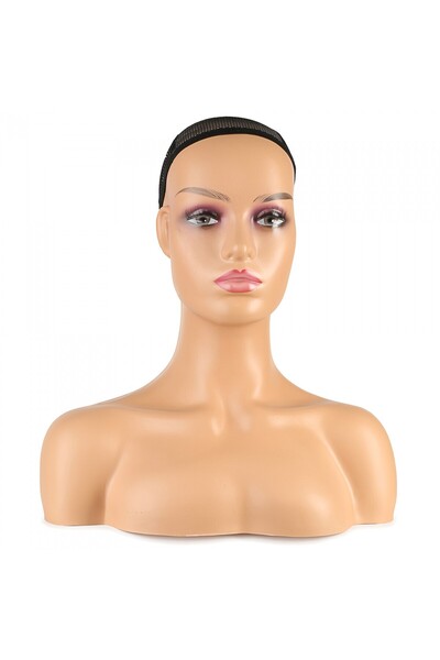 Handmade Makyajlı Uzun Peruk Kafa Mankeni makyajlı makyajsız modeller peruk m...