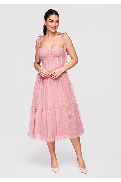 Larica OMBRE Γυναικείο Φόρεμα Μίντι Κορσές LA-OM-DLR319 Dark rose