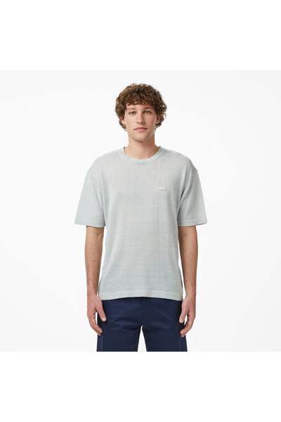 Lacoste Erkek Classic Fit Kısa Kollu Bisiklet Yaka Keten Bej Triko