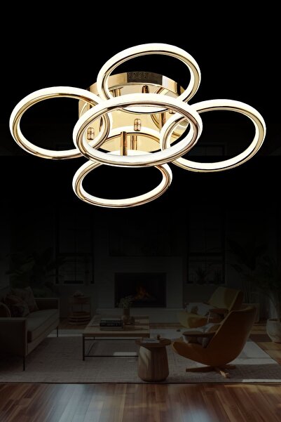 RONİSU AYDINLATMA Gestra Lüks Modern 5 Halkalı Tavana Sıfır 50 cm Led Plafony...
