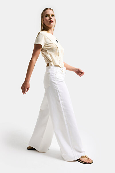 it's basic Γυναικείο Τζιν Παντελόνι Off-White Hera 7s6-101 Palazzo Fit 100% Β...