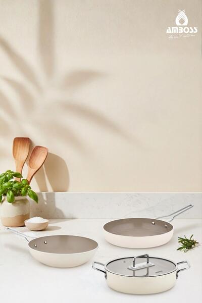 Amboss Sera Nova Ceramic 4 Piece Pot & Pan Set - Latte