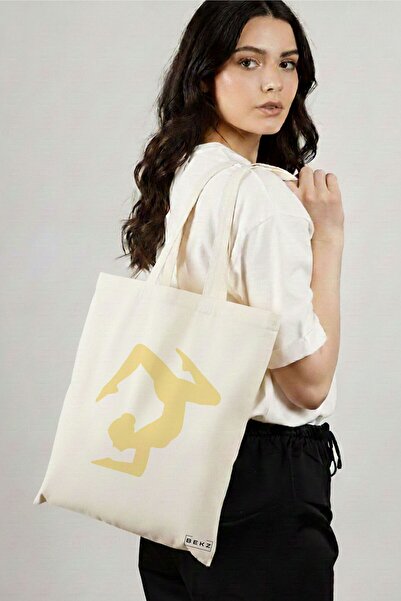 BEKZ Υφασμάτινη Τσάντα Αγορών, Τσάντα Μεταφοράς Γιόγκα 3, 38x34.5 εκ., Λευκό,...