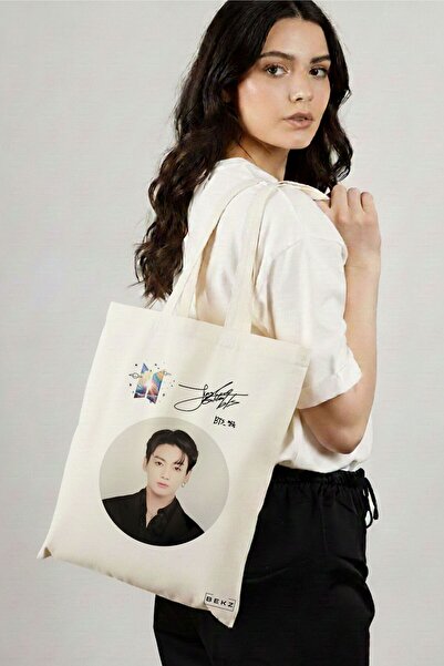 BEKZ Υφασμάτινη Τσάντα Αγορών, Τσάντα Ώμου, Μοντέλο BTS Jungkook, 38x34.5 εκ....