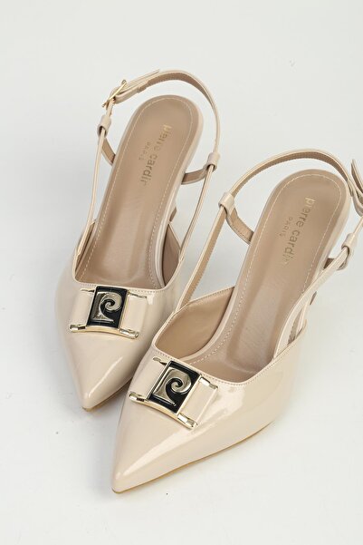 Pierre Cardin Γυναικεία μπεζ δερμάτινα παπούτσια με τακούνι PC-55775