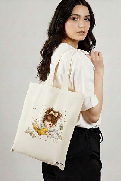 BEKZ Sacosa Cumparaturi Textila, Geanta Tote, model The bookie girl 5 38 x 34...