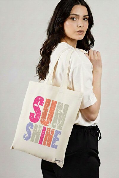 BEKZ Sacosa Cumparaturi Textila, Geanta Tote, model Sunshine 38 x 34.5 cm, Al...
