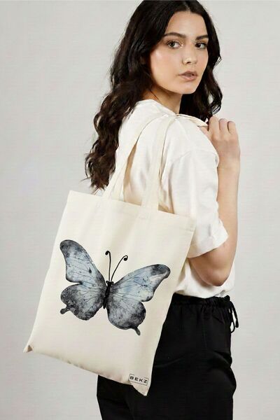 BEKZ Sacosa Cumparaturi Textila, Geanta Tote, model Watercolor Butterfly 2, 3...