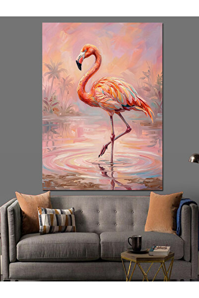 Artmeg Pânză decorativă cu diagramă de postură elegantă cu flamingo roz - Tab...