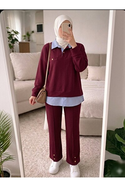 Azram Fashion Γυναικείο πουκάμισο με λεπτομέρειες και σετ δύο τεμαχίων