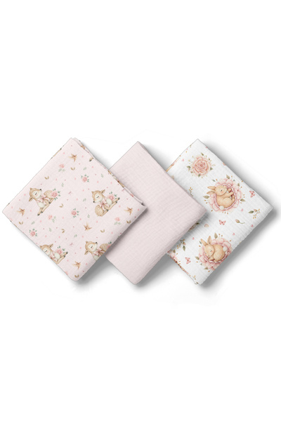 Bocioland Σετ 3 πάνες, Bocioland, Μουσλίνα, Υποαλλεργικές, Διαστάσεις 70 x 70...