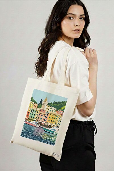 BEKZ Sacosa Cumparaturi Textila, Geanta Tote, model Harbor Haven 38 x 34.5 cm...