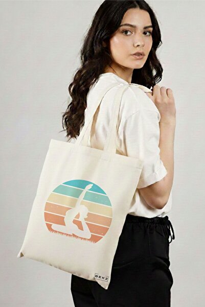 BEKZ Sacosa Cumparaturi Textila, Geanta Tote Yoga 8, 38x34.5 cm, Alba, BEKZ®
