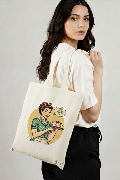 BEKZ Sacosa Cumparaturi Textila, Geanta Tote, model Fresh sarcasm served dail...