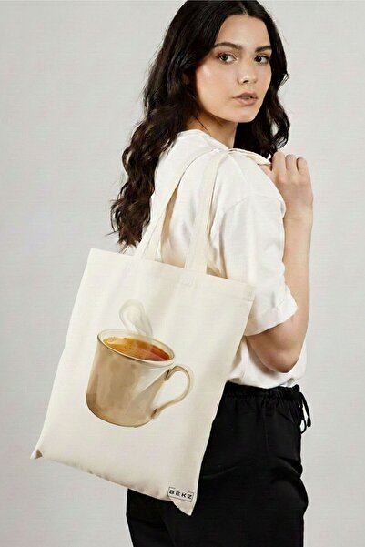BEKZ Sacosa Cumparaturi Textila, Geanta Tote, model Hot coffee 38 x 34.5 cm, ...