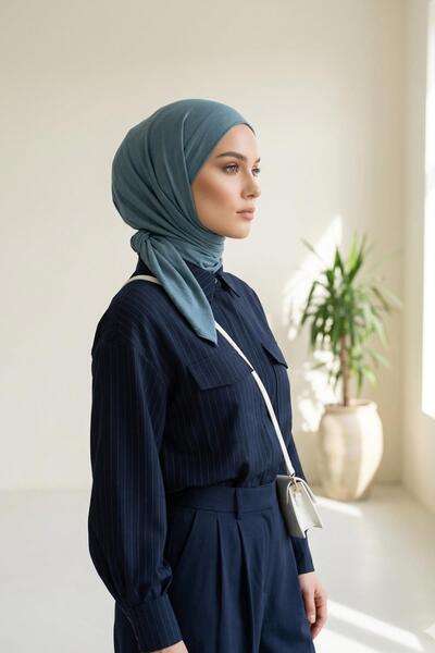 Aisha's Design Kullanışlı Üçgen Eşarp,B-45,Koyu Mint