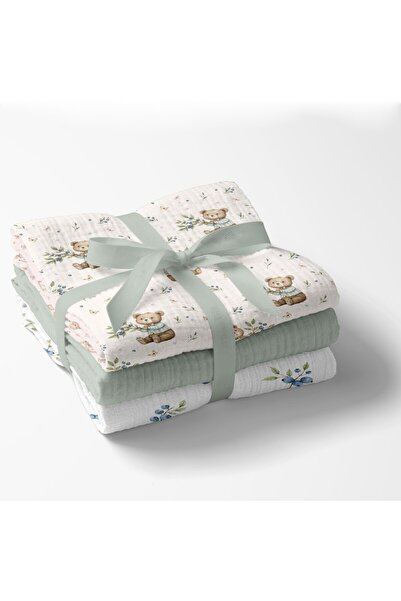 Bocioland Σετ 3 πολυλειτουργικών πανιών πράσινα 70x70 εκ. από 100% βαμβακερή ...