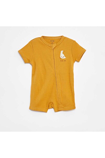 KIABI بدلة نوم خفيفة الوزن بأكمام قصيرة وسحاب باللون الأصفر