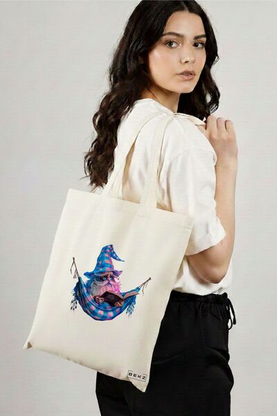 BEKZ Textile Shopping Bag, Tote Bag, The Bookish Gnome 11 model 38 x 34.5 cm,...
