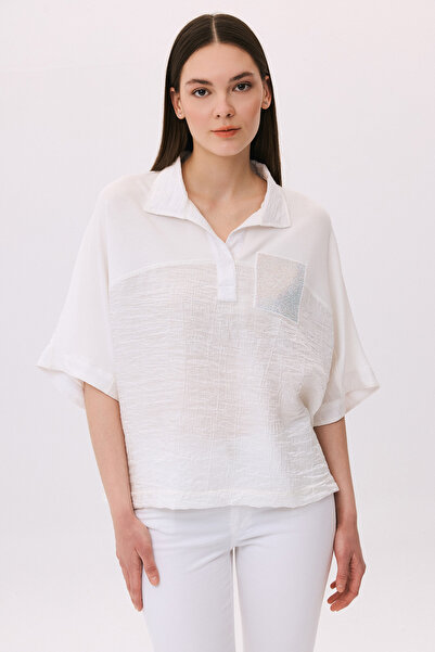 DAIDO Γυναικεία μπλούζα με χαμηλό μανίκι και λαιμόκοψη πόλο από χτενισμένο βα...