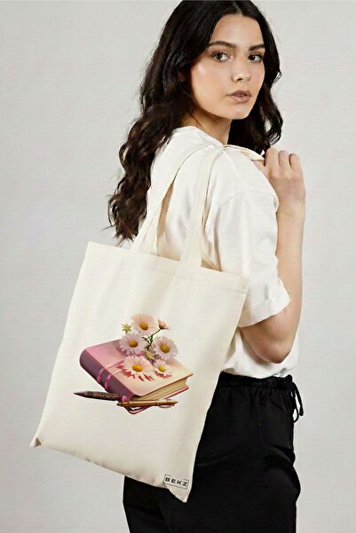 BEKZ Sacosa Cumparaturi Textila, Geanta Tote, model Books 39 38 x 34.5 cm, Al...