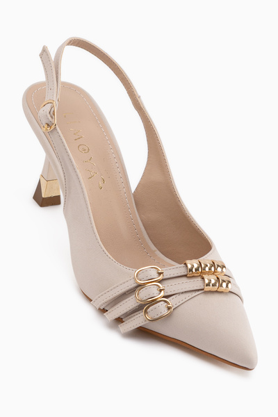 Limoya Γυναικεία παπούτσια με τακούνι σε ροζ μπεζ απόχρωση με αγκράφα