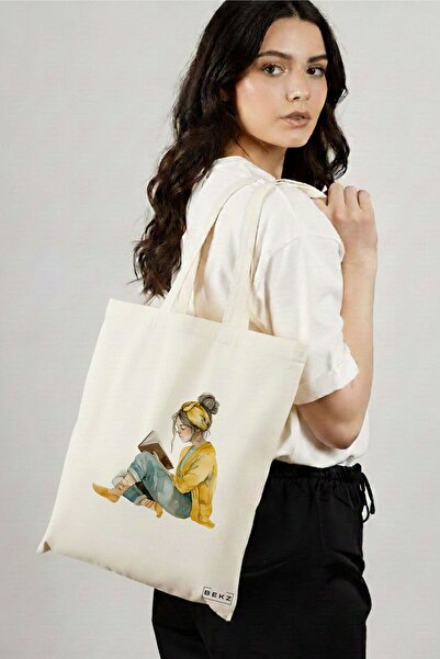 BEKZ Sacosa Cumparaturi Textila, Geanta Tote, model The bookie girl 35 38 x 3...