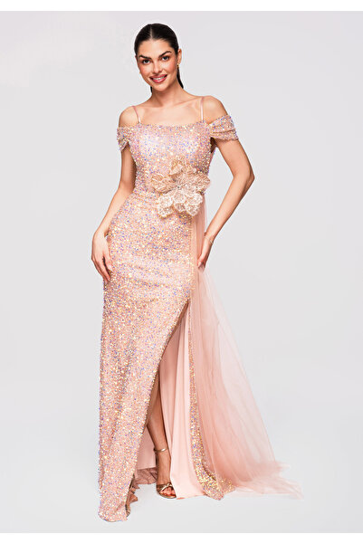 Larica OMBRE Femei Rochie de Seară Elegantă LA-OM-DLR318 Auriu