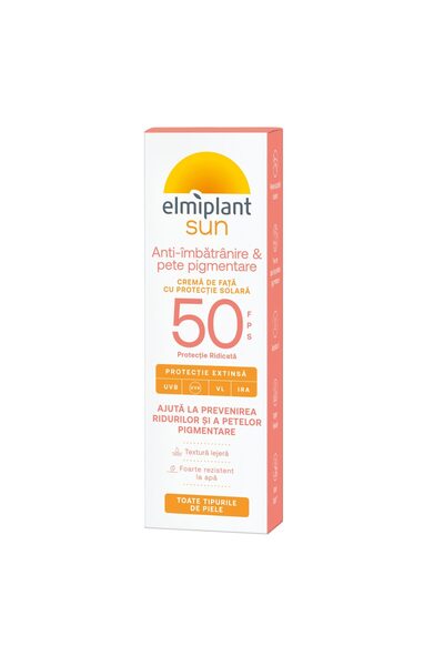 ELMIPLANT Κρέμα Προσώπου Αντηλιακή Αντι-κηλιδική SPF 50, Sun, 50 ml
