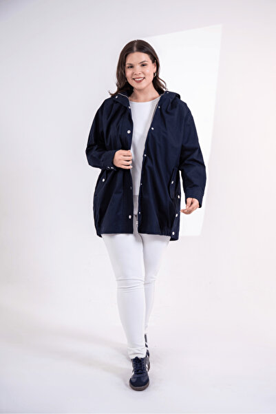 Roxxlen Γυναικείο Παλτό Μεγάλου Μεγέθους με Εσωτερικό Γιλέκο