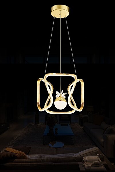 RONİSU AYDINLATMA Luzzo Lüks Modern 30 cm Led Sarkıt Avize (Gold ve Krom Seçe...