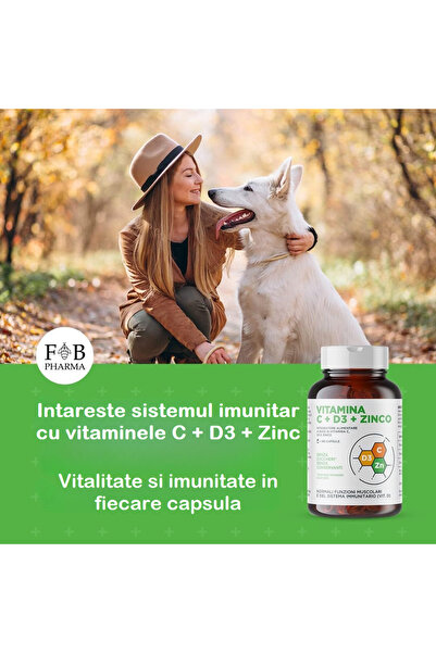 ForteBraccio Pharma Vitamina C + D3 + Zinc F&B Pharma ™   ImmunoBoost Pro Complex, 180 capsule, Fabricat în Italia