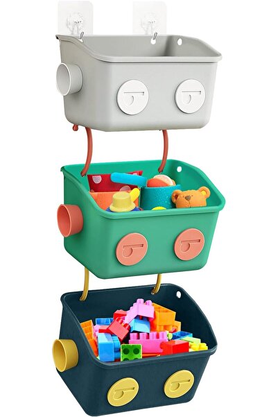 Arabest 3 قطع من سلة تخزين ألعاب الحمام على شكل روبوت لطيف، سلة معلقة على الح...