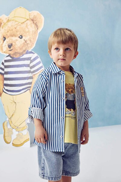 DeFacto Πουκάμισο Ποπλίνα με Αρκουδάκι για Αγοράκι H2792A526SP