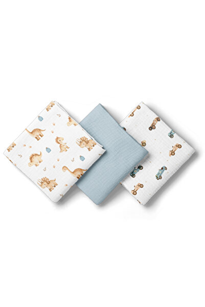 Bocioland Σετ 3 πολυλειτουργικών πανιών μπλε χρώματος, 70x70 εκ., κατασκευασμ...