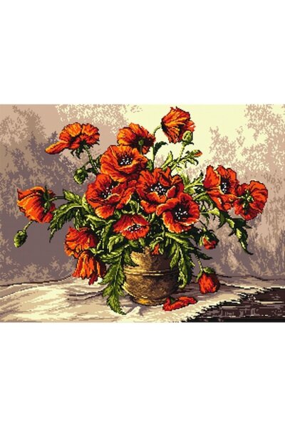 hudemas Cos cu maci , goblen cu diagrama alb-negru , 23x30cm