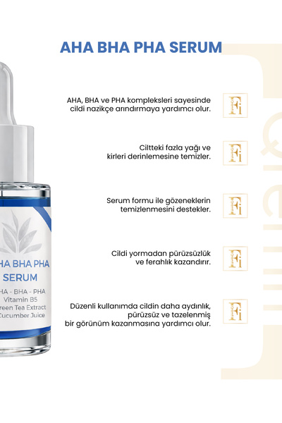 Qremfi AHA + BHA+PHA Serum 30 ml | Pürüzlü Doku ve Gözenek Görünümüne Yönelik Bakım