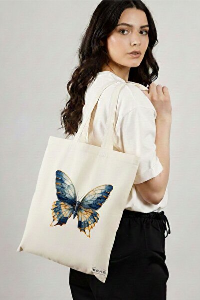 BEKZ Sacosa Cumparaturi Textila, Geanta Tote, model Artistic butterflies 4 38...
