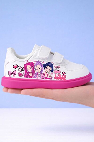amazoondesing Pantofi sport pentru fete cu talpă roz, cu imprimeu Sparkle Lov...