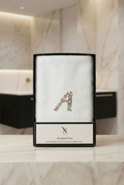 N Concept Πετσέτα προσώπου από μπαμπού με κεντημένο μονόγραμμα (50 x 90 εκ.)