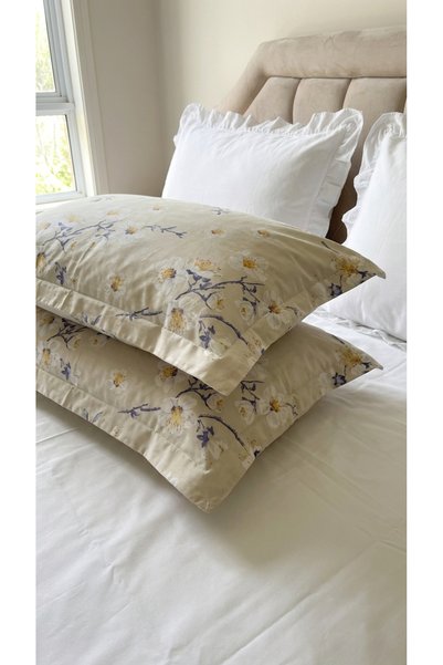 kesenegore 2 Pieces Floral Patterned Flounce Cotton Fabric Pillowcase 50 X 70