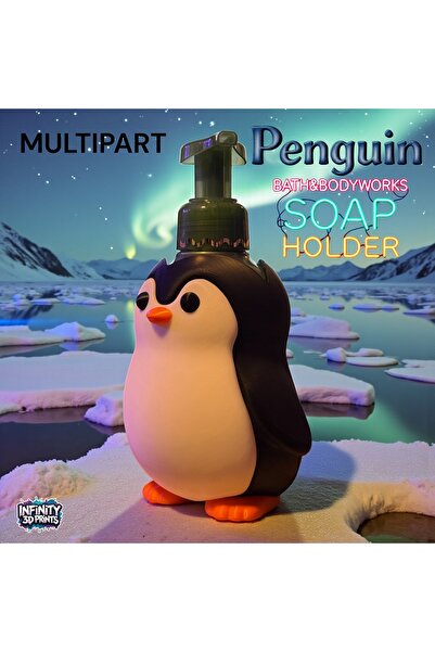 Mays3Dstudio Penguen Tasarımlı Köpük Sabunluk / Sıvı Sabun Dispenseri – Dekor...